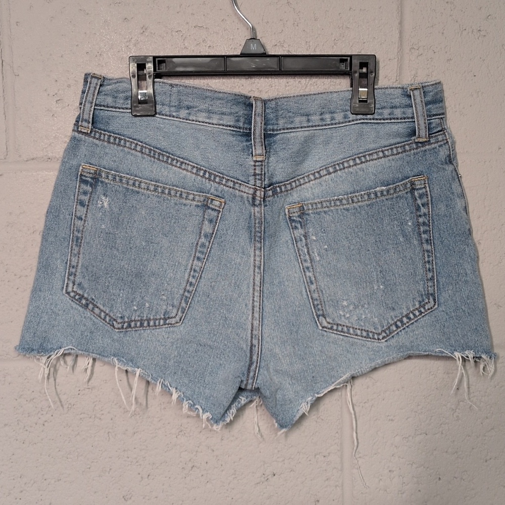 We The Free Denim Distressed Women's Jean Shorts Size 27, Button Fly, Light Wash - Picture 2 of 6